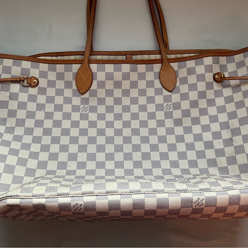 Louis Vuitton Gray and Tan Checkered Tote